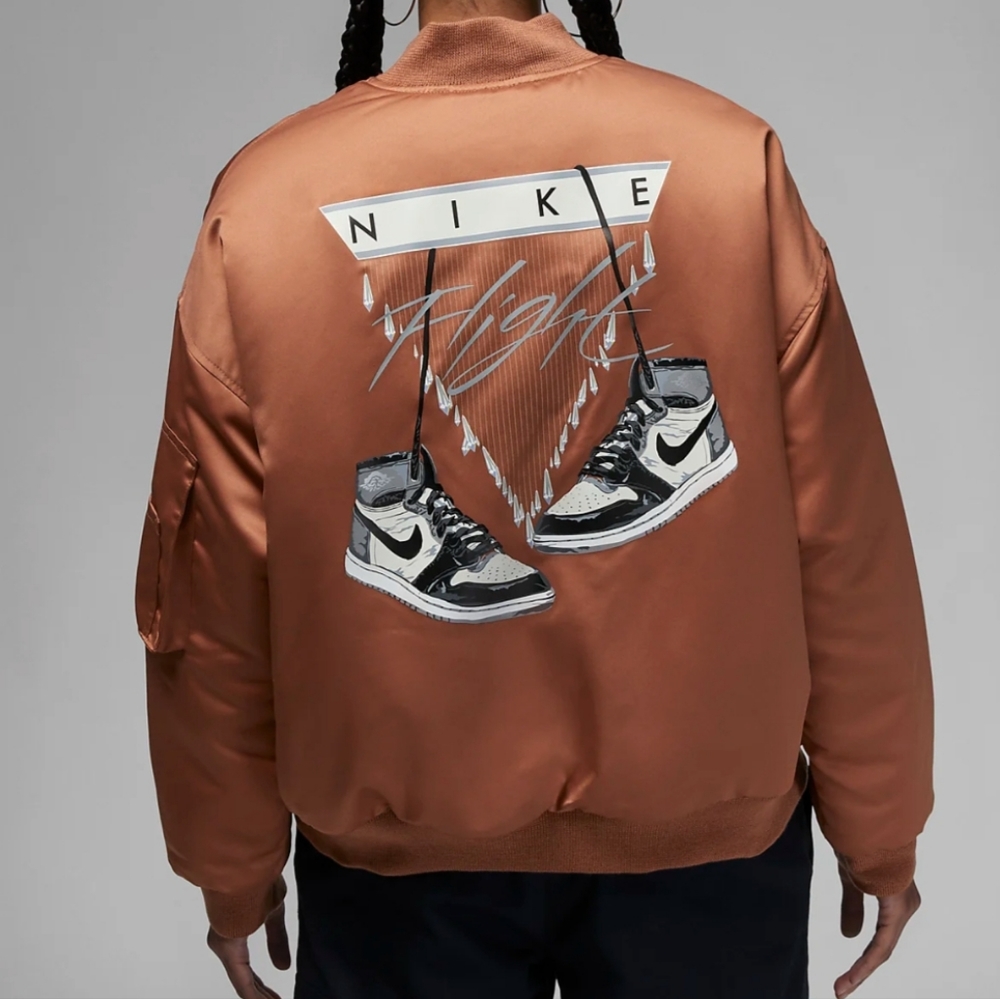 New NIKE $250 AIR JORDAN FLIGHT RENEGADE WOMEN'S SATIN BOMBER JACKET 3X NWT - Picture 2 of 9